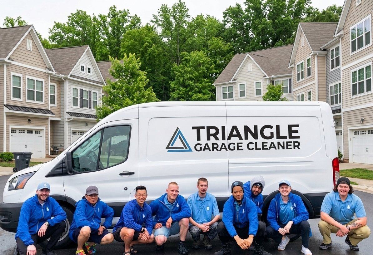 Triangle Garage Cleaner team with branded van in Chapel Hill